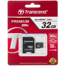 Карта памяти MicroSDHC 32Gb Transcebd UHS-1 до 30Mb s (TS32GUSDHC10)