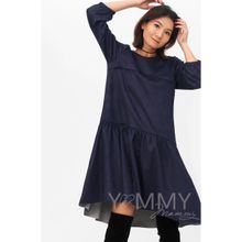 Y@mmyMammy Платье с воланом, с карманами замшевое темно-синее 372.2.7