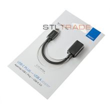 Data кабель USB 3.0 (female) - USB-C, 0,15м, черный, Deppa