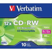 Verbatim Диск CD-RW 700Mb 12x DataLife+ 10шт 43148