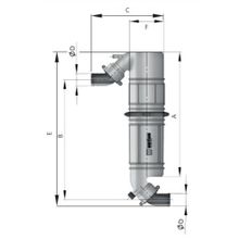 Vetus Глушитель гусек пластиковый Vetus NLPG90 646,4 x 160 мм патрубки под шланг диаметром 90 мм