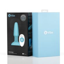 b-Vibe Голубая вибропробка с ротацией шариков RIMMING REMOTE CONTROL PLUG TEAL - 15,2 см. (голубой)