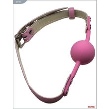 X-Market Ltd Розовый силиконовый кляп с фиксацией розовыми кожаными ремешками (розовый)