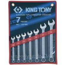 Набор комбинированных ключей, 10-19 мм, 7 предметов KING TONY 1207MR