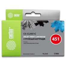 Картридж струйный Cactus CS-CLI451C голубой для Canon MG6340 5440 IP7240 (9.8мл)