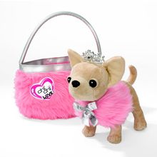 Мягкая игрушка CHI CHI LOVE 5890618 Собачка Принцесса с розовой пушистой сумкой.