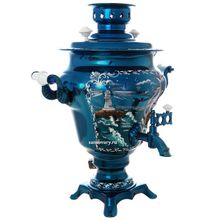 Электрический самовар в наборе 3 литра с художественной росписью "Морской пейзаж" с автоматическим отключением при закипании, арт. 130259к