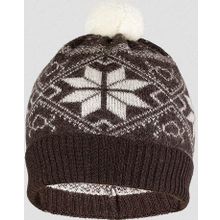 NORVEG Шапка детская Norveg цвет коричневый с белыми снежинками (текстильный помпон) 7CWU-018 (M)