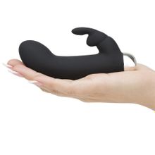 Черный вибратор с клиторальным отростком Greedy Girl Mini Rabbit Vibrator - 14 см. (187705)