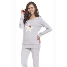 Пижама с длинным рукавом и крупной звездой (р. S, светло-серый)