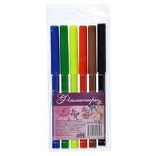 Волшебный полет Фломастеры, 6 цветов, с цветным вентилируемым колпачком, в ПВХ пенале с подвесом 6 цветов