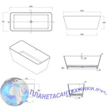 Ванна из искусственного камня Aquanet Demure TC-S03B 165x73, матовая