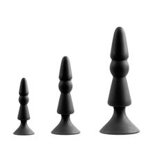 Dream Toys Набор из черных анальных силиконовых втулок MENZSTUFF 3-PIECE ANAL CONE SET (черный)