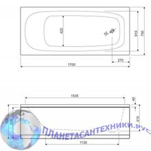 Акриловая ванна CEZARES ECO 170х75х42