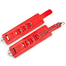Пикантные штучки Красные наручники на застежках с цепочкой
