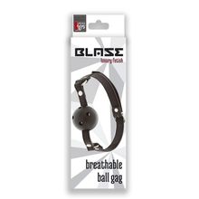 Dream Toys Пластиковый кляп-шар с отверстиями на полиуретановых ремнях BLAZE BREATHABLE BALL GAG (черный)