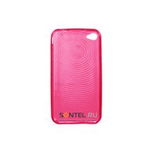 Чехол Clever Case для iPhone 4+TPU отпечаток, розовый