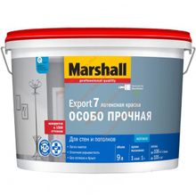 МАРШАЛЛ Экспорт-7 база BC прозрачная под колеровку краска особопрочная для стен и потолков (9л)   MARSHALL Export-7 base BC под колеровку краска латексная для стен и потолков особопрочная (9л)