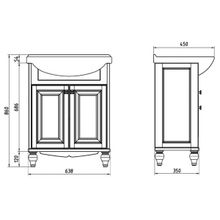 ASB-Woodline Тумба с раковиной Верона 65 белая патина золото, массив ясеня
