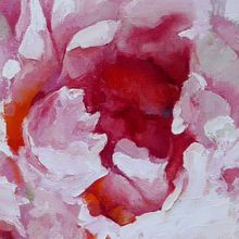 Картина на холсте маслом "Три пышных розовых пиона"