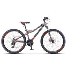 26" STELS Navigator-610 MD 2019 (21ск, алюм, аморт.вилка, диск.мех, EF500 TY300 TY500)(V040, рама 14", антрацитовый красный)