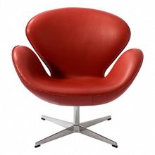 Кресло Swan (Arne Jacobsen) A062 красная экокожа