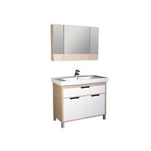Aquanet Мебель для ванной Гретта 90 (светлый дуб фасад белый) - Мебель для ванной Гретта 90 (светлый дуб фасад белый) ящик и 2 дверцы - Раковина-столешница Shenxin 90