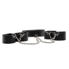 Shots Media BV Чёрный двусторонний комплект для бандажа Reversible Collar   Wrist   Ankle Cuffs