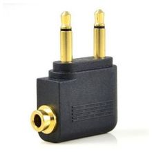 Адаптер для наушников в самолет 2x3.5 mono plug -> 3.5 stereo jack, черный, Orient C774 (30774)