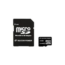 Silicon Power micro SDHC Card 16GB Class 10 + SD adapter