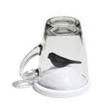 Qualy Чашка с крышкой sparrow, белая с черным арт. QL10300-WH-BK