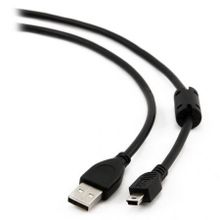 Кабель USB 2.0 Am=>mini B - 1.8 м, черный, фер. кольцо, поз. контакты, Gembird Pro (CCF-USB2-AM5P-6)