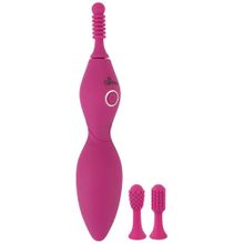 Orion Ярко-розовый клиторальный вибратор с 3 насадками Spot Vibrator with 3 Tips - 17,9 см. (ярко-розовый)