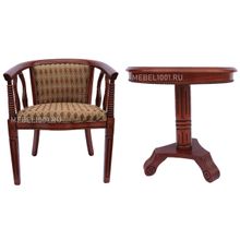 Чайная группа В-5. Деревянное чайное кресло с подлокотниками (2 шт) и круглый чайный столик