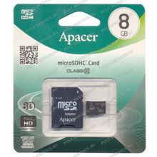 Карта памят 8 Gb Apacer MicroSD (Class10) с SD адаптером