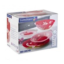 Столовый сервиз Luminarc RED ORCHIS КРАСНАЯ ОРХИДЕЯ G0663, 15291 (19 предметов) ФРАНЦИЯ