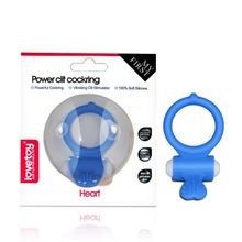 Lovetoy Голубое виброкольцо для пениса Power Heart Clit Cockring (голубой)