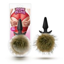 Blush Novelties Силиконовая анальная пробка с дымчатым заячьим хвостом Fur Pom Pom (дымчатый)