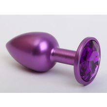 Фиолетовая анальная пробка с фиолетовым стразом - 7,6 см. Фиолетовый