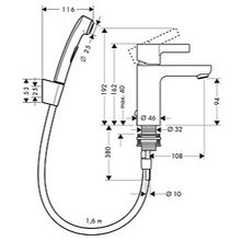 Смеситель Hansgrohe Metris S 31160000 для раковины с гигиеническим душем