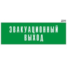 Информационная табличка «Эвакуационный выход» на дверь прямоугольная Д99 (300х100 мм)