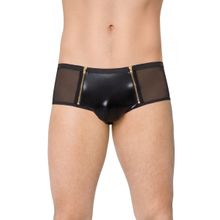 SoftLine Мужские трусы-шорты с замочками и центральной частью из wet-look ткани (XL   черный)