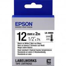 EPSON LK-4WBH картридж с лентой повышенной адгезии шириной 12 мм, чёрный шрифт на белом фоне