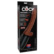 Коричневый хай-тек вибратор с функцией толкания 6.5 Thrusting Cock With Balls (248965)