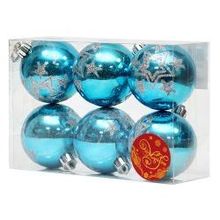 Magic-Time Набор шаров голубой с серебряным звездопадом, 6 штук, пластик (41938)
