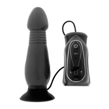 Seven Creations Чёрный анальный стимулятор с вибрацией THRUSTING BUTT PLUG - 14,5 см. (черный)