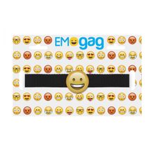Кляп-смайлик Smiley Emoji с черными лентами черный с желтым