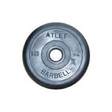 Диск Barbell Atlet обрезиненный черный d-26mm  1,25кг