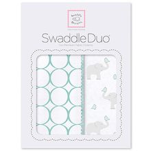 SwaddleDesigns Pastel Mod Elephant and Chickies 2 шт. морской кристалл