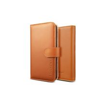 Кожаный чехол для iPhone 5 SGP Leather Wallet Case Valentinus, цвет Light Brown (SGP09525)